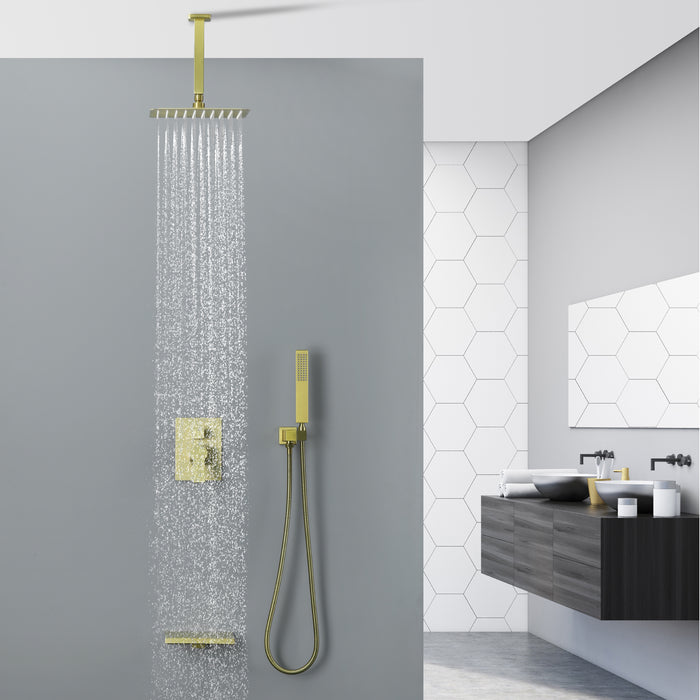 10-in Brushed Golad 1-Spray Built-In Shower System