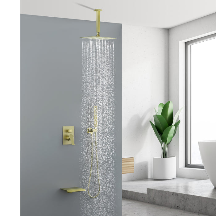 10-in Brushed Golad 1-Spray Built-In Shower System