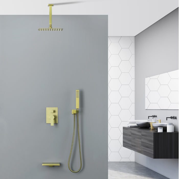 10-in Brushed Golad 1-Spray Built-In Shower System