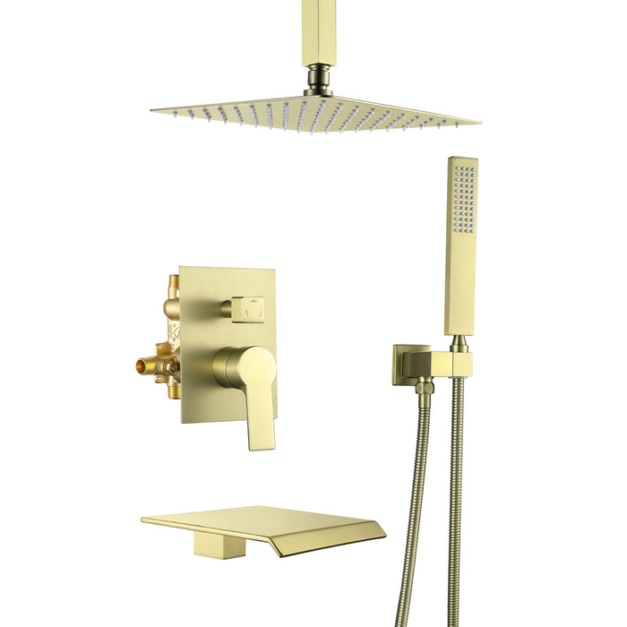10-in Brushed Golad 1-Spray Built-In Shower System