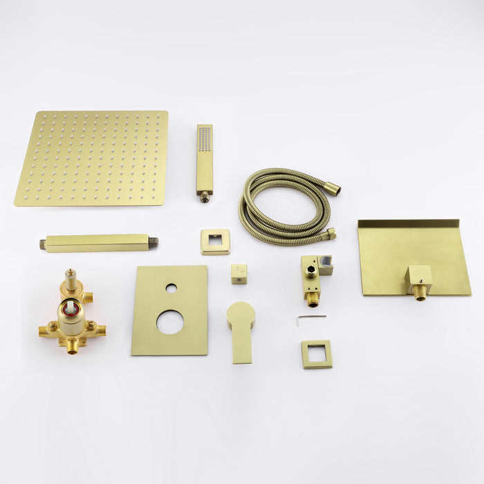 12-in Brushed Gold 1-Spray Built-In Shower System