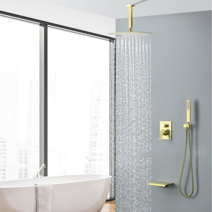 12-in Brushed Gold 1-Spray Built-In Shower System