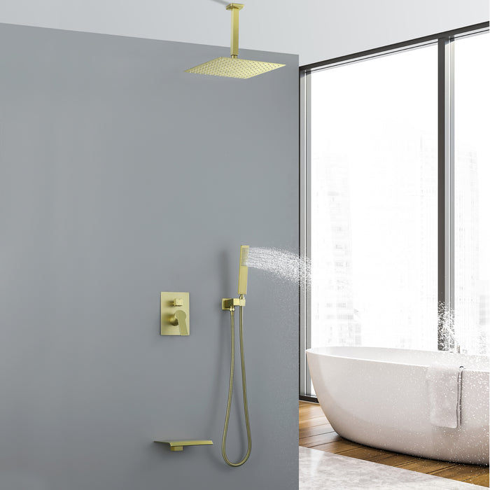 12-in Brushed Gold 1-Spray Built-In Shower System