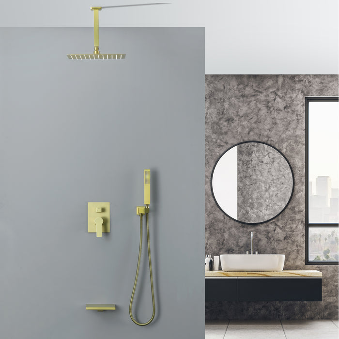 12-in Brushed Gold 1-Spray Built-In Shower System