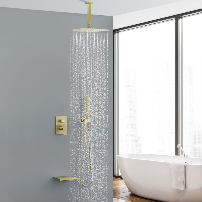 12-in Brushed Gold 1-Spray Built-In Shower System