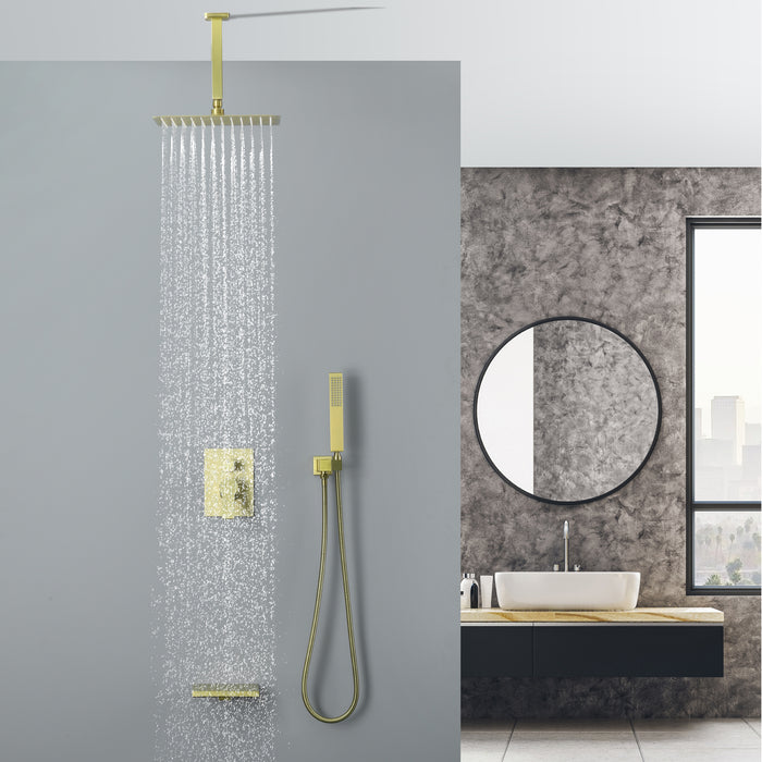 12-in Brushed Gold 1-Spray Built-In Shower System