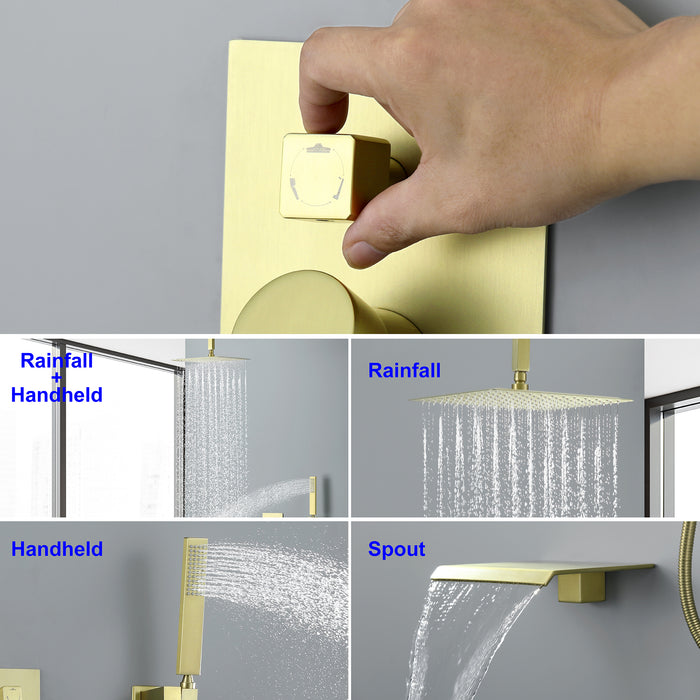 12-in Brushed Gold 1-Spray Built-In Shower System