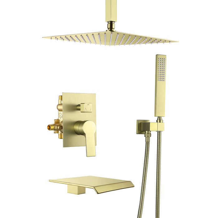 12-in Brushed Gold 1-Spray Built-In Shower System