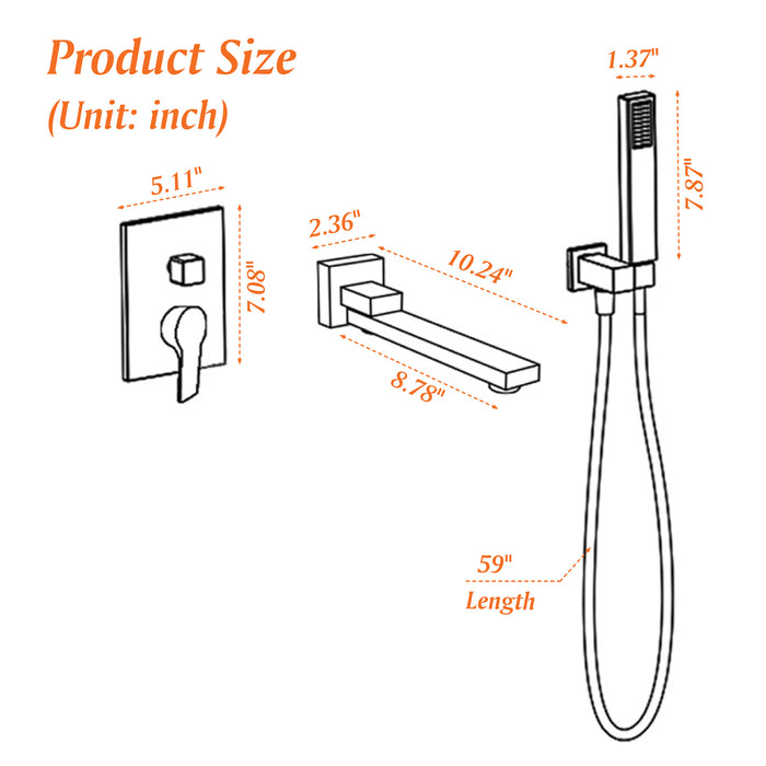wall-mounted bathtub shower set