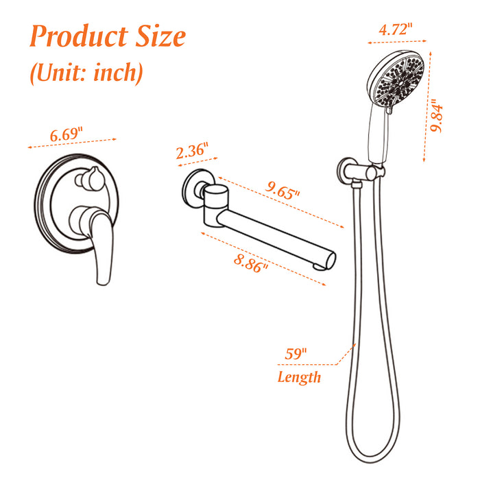 wall-mounted bathtub shower set