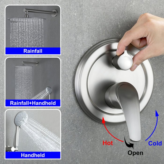 12-in Brushed Nickel 1-Spray Built-In Shower System