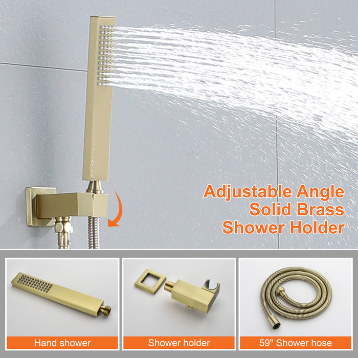 10-in Brushed Gold 1-Spray Built-In Shower System with Faucet