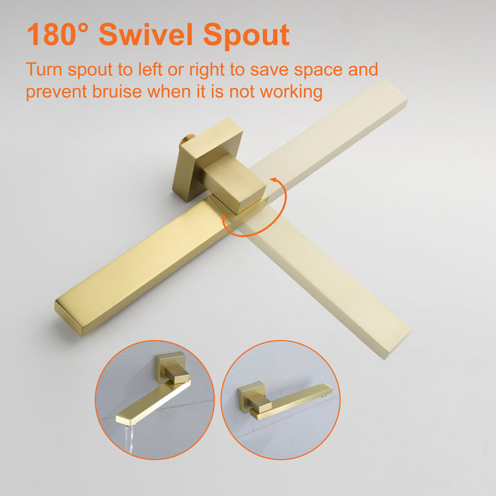 10-in Brushed Gold 1-Spray Built-In Shower System with Faucet