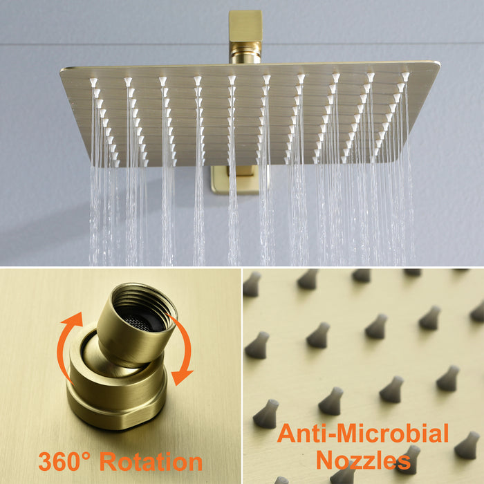10-in Brushed Gold 1-Spray Built-In Shower System with Faucet