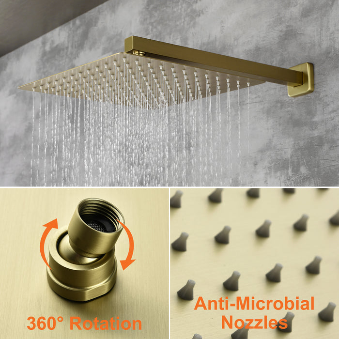 12-in Brushed Gold 1-Spray Built-In Shower System with Faucet