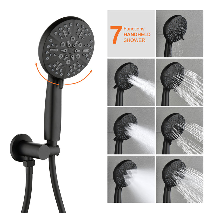 Wall-mounted rain shower system with hand shower head