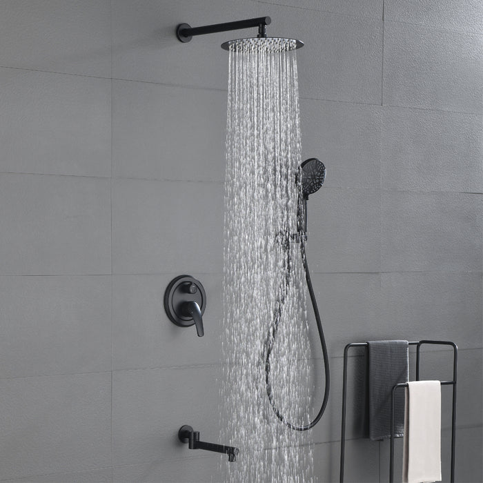Wall-mounted rain shower system with hand shower head