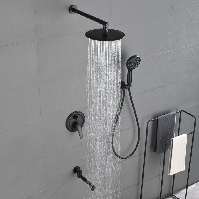 Wall-mounted rain shower system with hand shower head