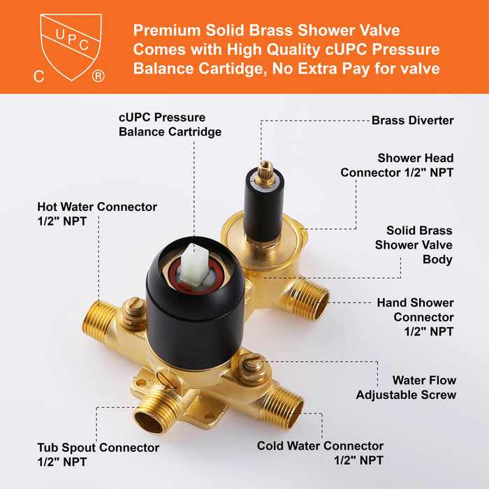 Wall-mounted rain shower system with hand shower head