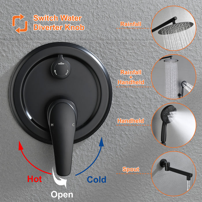 Wall-mounted rain shower system with hand shower head