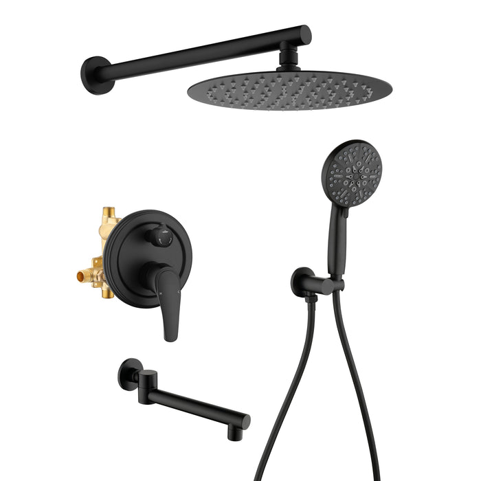 Wall-mounted rain shower system with hand shower head