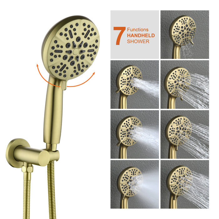 Wall-mounted rain shower system with hand shower head
