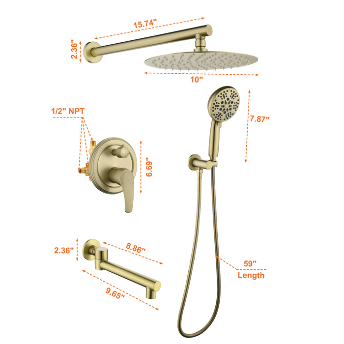 Wall-mounted rain shower system with hand shower head