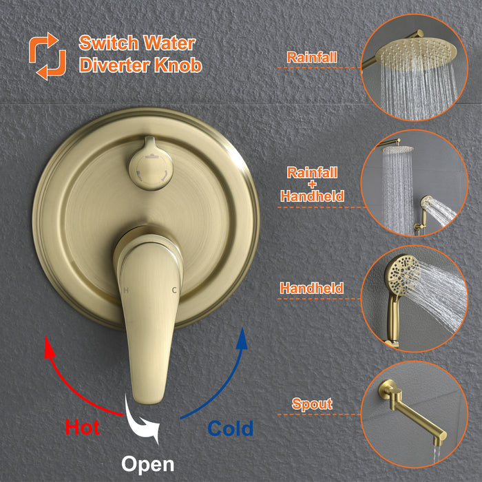 Wall-mounted rain shower system with hand shower head