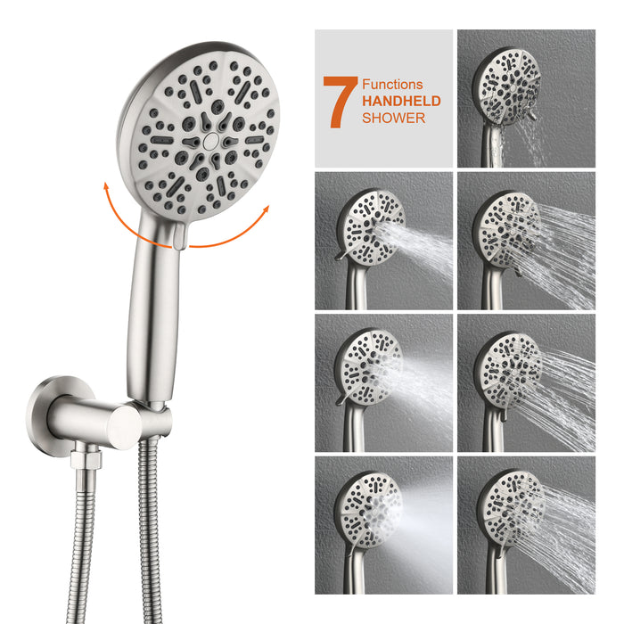 Wall-mounted rain shower system with hand shower head