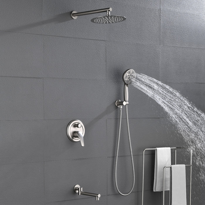 Wall-mounted rain shower system with hand shower head