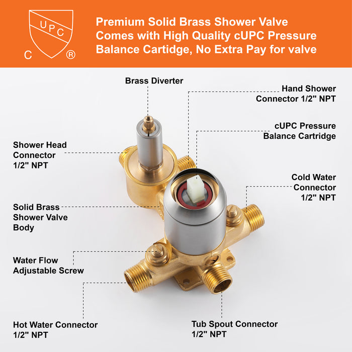 Wall-mounted rain shower system with hand shower head