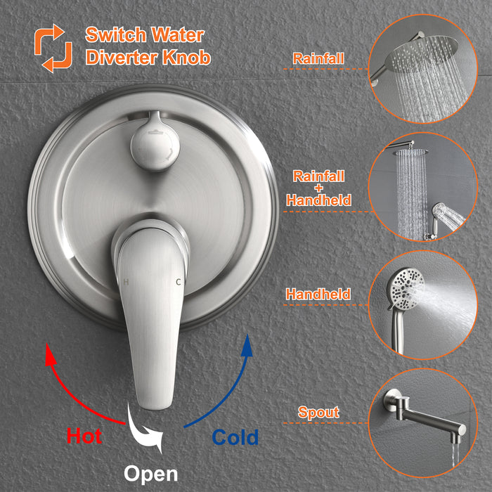 Wall-mounted rain shower system with hand shower head