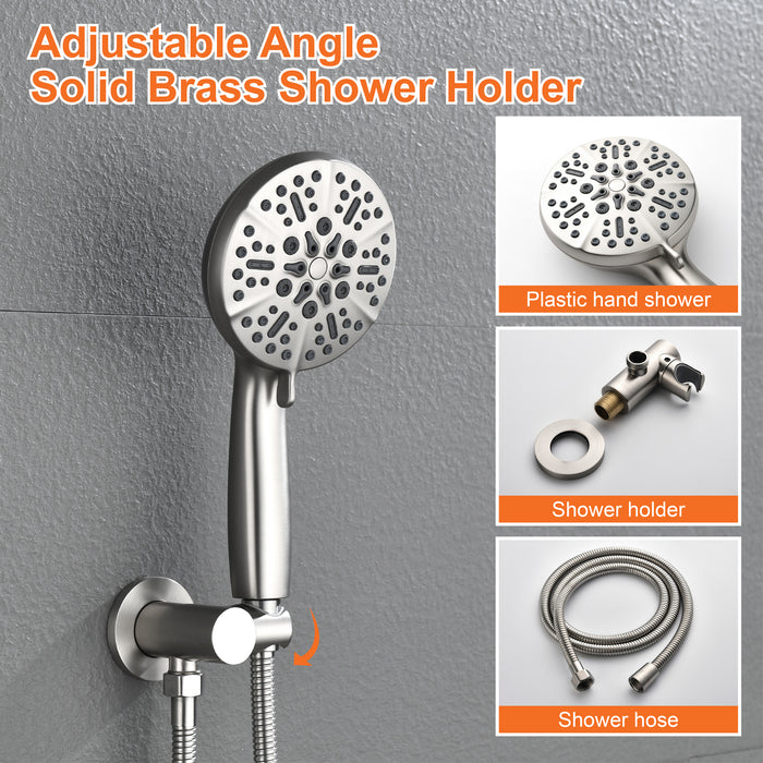 Wall-mounted rain shower system with hand shower head