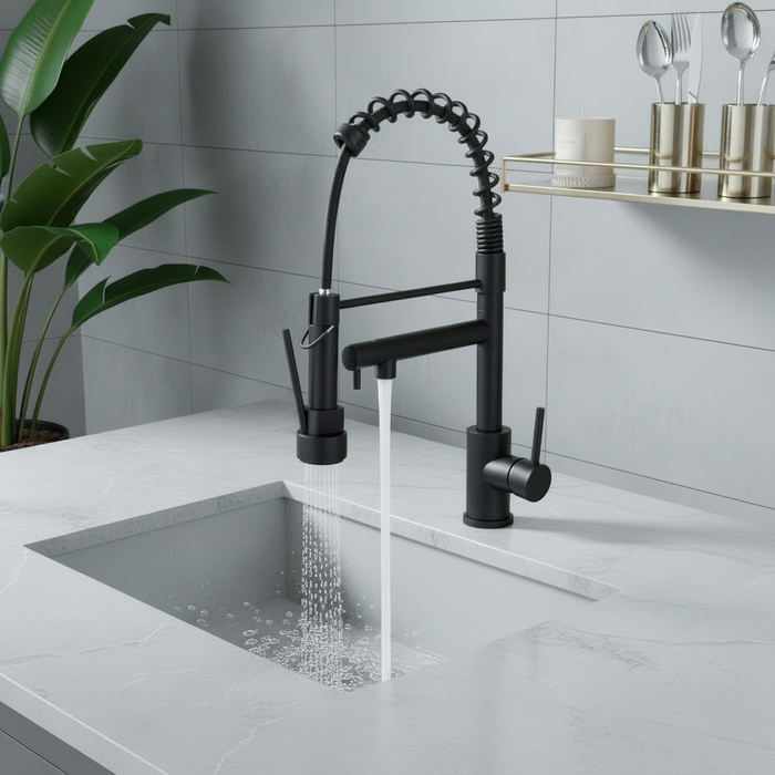 Single Handle Single Hole 2- Function Stainless Steel Kitchen Faucet