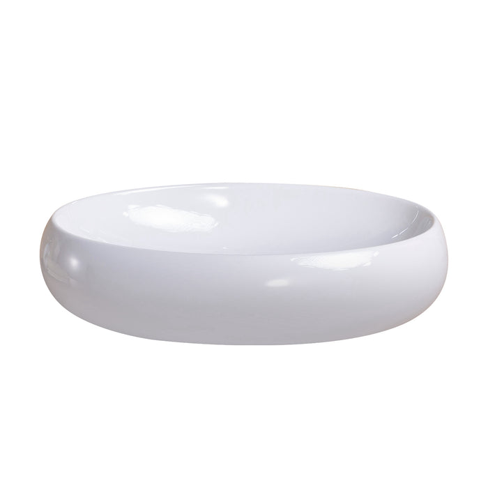 23.63"L x 15.75"W White Ceramic Oval Vessel Bathroom Sink