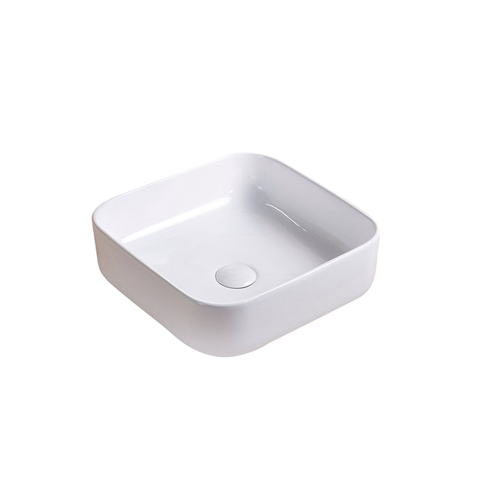 15.38" L x 15.38" W White Ceramic Square Vessel Bathroom Sink