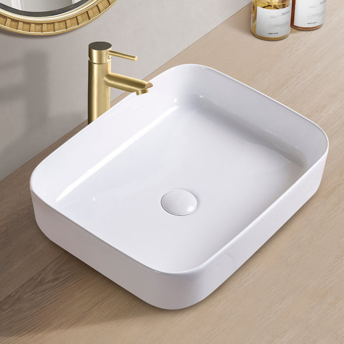 19.63" L x 15.75" W White Ceramic Rectangular Vessel Bathroom Sink