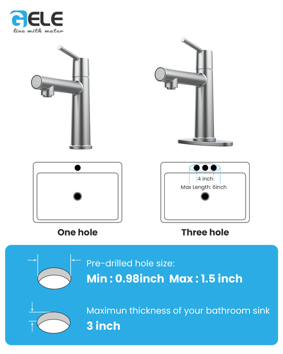 Single Handle Bathroom Faucet for 1 or 3 Holes ,Fountain and Flow Mode Two-in-one function,Deck Mount Laundry Vanity Sink Faucet with Two 9/16" Hoses
