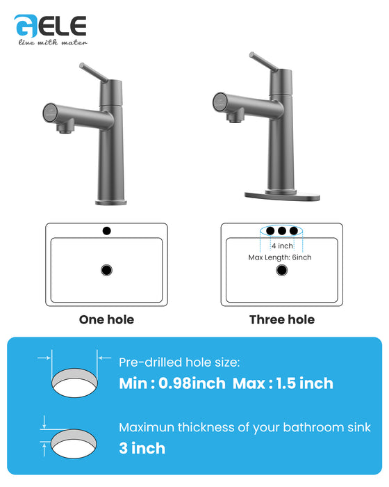 Single Handle Bathroom Faucet for 1 or 3 Holes ,Fountain and Flow Mode Two-in-one function,Deck Mount Laundry Vanity Sink Faucet with Two 9/16" Hoses