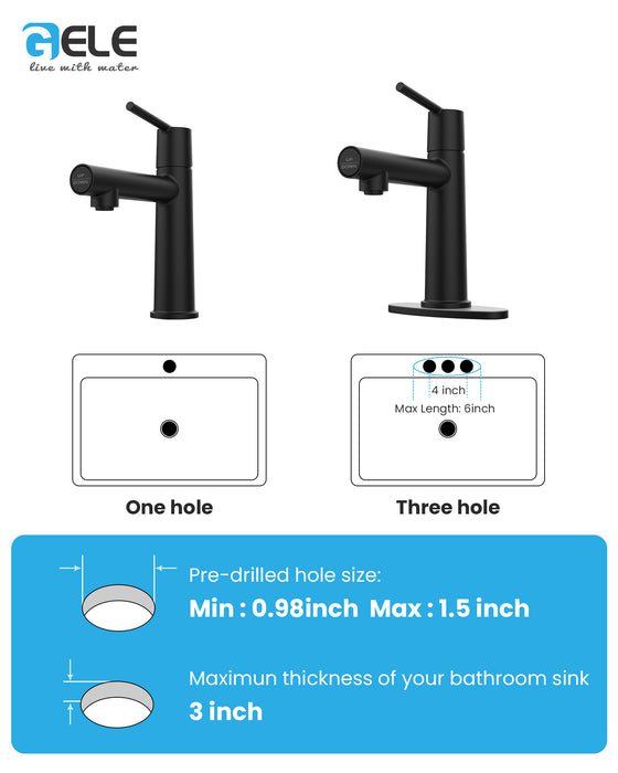 Single Handle Bathroom Faucet for 1 or 3 Holes ,Fountain and Flow Mode Two-in-one function,Deck Mount Laundry Vanity Sink Faucet with Two 9/16" Hoses