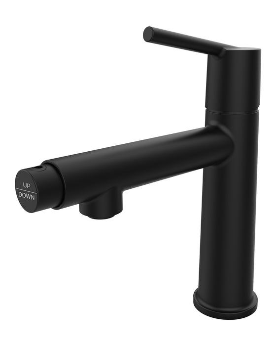 Single Handle Bathroom Faucet for 1 or 3 Holes ,Fountain and Flow Mode Two-in-one function,Deck Mount Laundry Vanity Sink Faucet with Two 9/16" Hoses