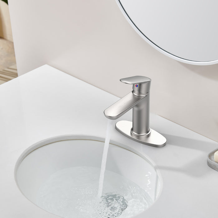 Single Handle Bathroom Faucet with Deck For 1 or 3 Holes,Laundry Vanity Sink Faucet with Two 9/16" Hoses