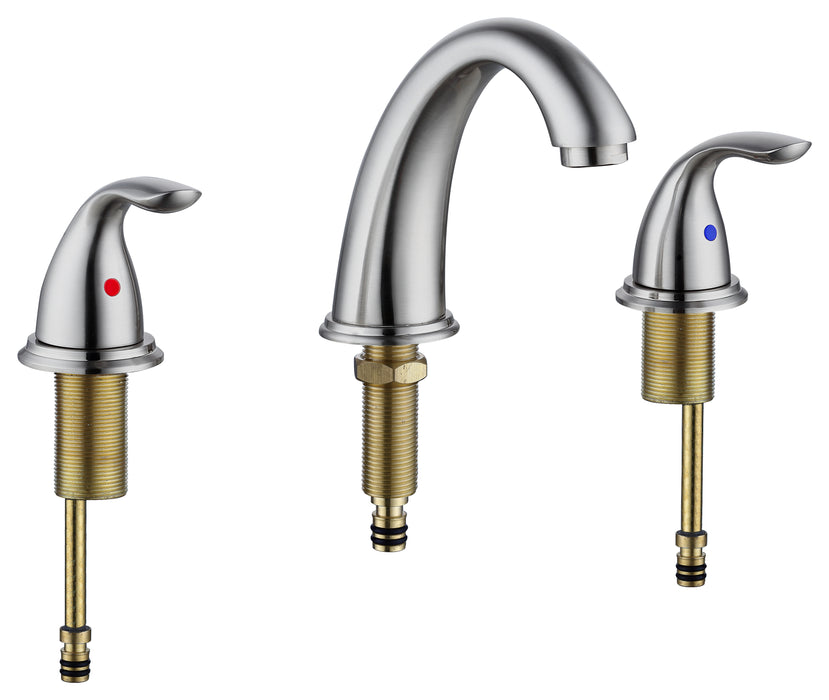 Brushed Nickel 8-Inch Widespread Bathroom Faucet, Waterfall Bathroom Faucets for Sink 3 Hole, 2-Handles Modern Vanity Faucet with Pop Up Drain Assembly and Lead-Free Supply Hose