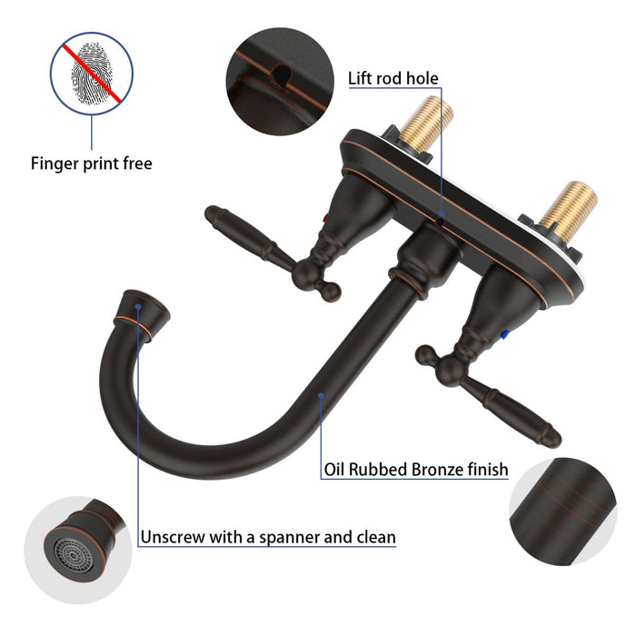 Bathroom Faucet 360 Degree High Arc Swivel Spout 4 in Centerset Vanity Faucet Modern Bathroom Faucets 2/3 Holes Lavatory Faucet
