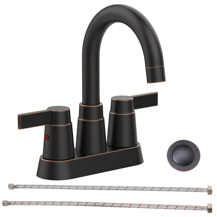 2-Handle Bathroom Sink Faucet 360 Degree High Arc Swivel Spout Centerset 4 Inch Vanity Faucet RV Bathroom Faucet 2/3 Holes