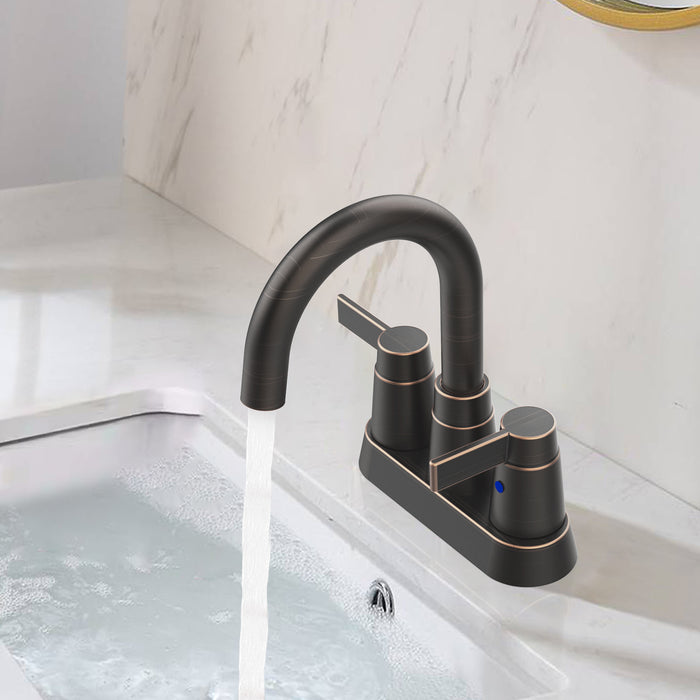 2-Handle Bathroom Sink Faucet 360 Degree High Arc Swivel Spout Centerset 4 Inch Vanity Faucet RV Bathroom Faucet 2/3 Holes