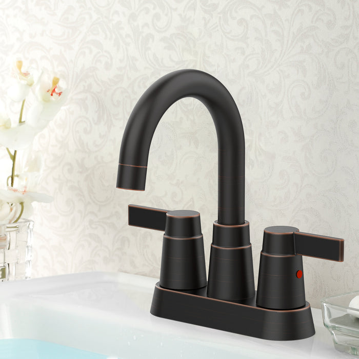 2-Handle Bathroom Sink Faucet 360 Degree High Arc Swivel Spout Centerset 4 Inch Vanity Faucet RV Bathroom Faucet 2/3 Holes