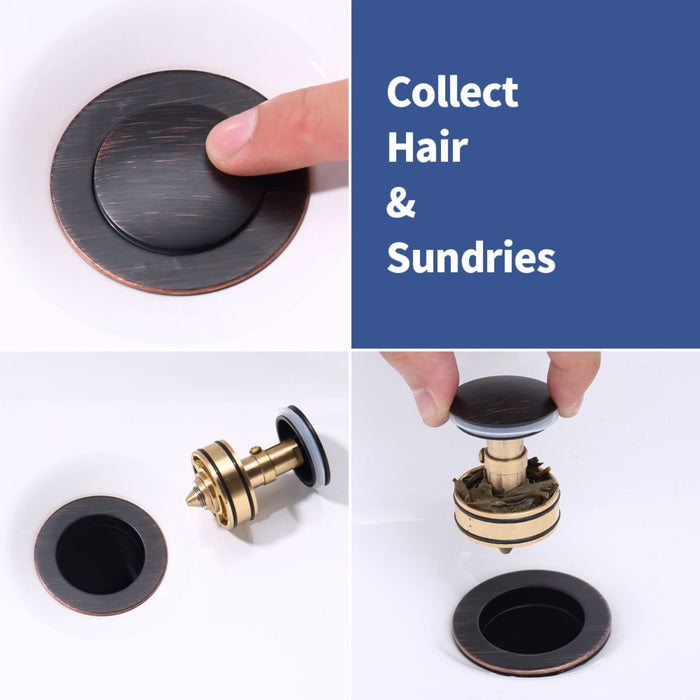 Bathroom Sink Faucet Oil Rubbed Bronze 2-Handle 4 Inch Center-Set Bathroom Sink Faucet, Sink Drain with Overflow Hole and 2 Supply Lines Included, Modern Vanity Basin Faucet
