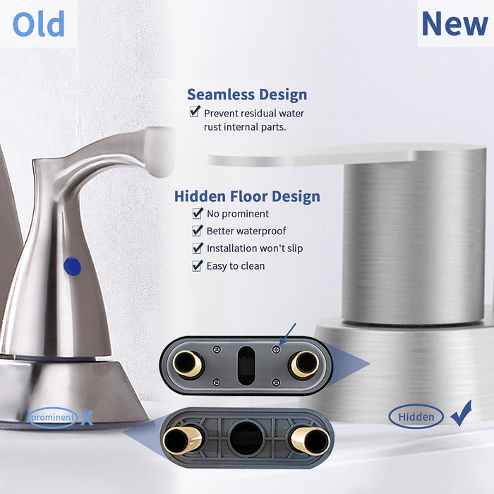 Bathroom Faucet 2-Handle Bathroom Sink Faucet 360 Degree High Arc Swivel Spout Centerset 4 Inch Vanity Faucet RV Bathroom Faucet 2/3 Holes Lavatory Faucet