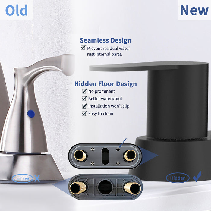 Bathroom Faucet 2-Handle Bathroom Sink Faucet 360 Degree High Arc Swivel Spout Centerset 4 Inch Vanity Faucet RV Bathroom Faucet 2/3 Holes Lavatory Faucet